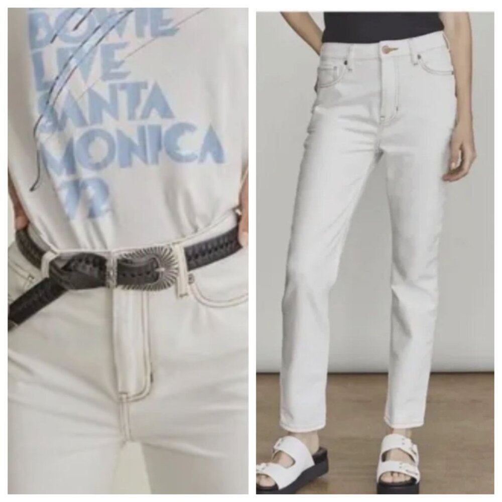Elizabeth & James High Rise Vintage Straight Jeans in Cream White , Size 14/32 - Picture 8 of 8